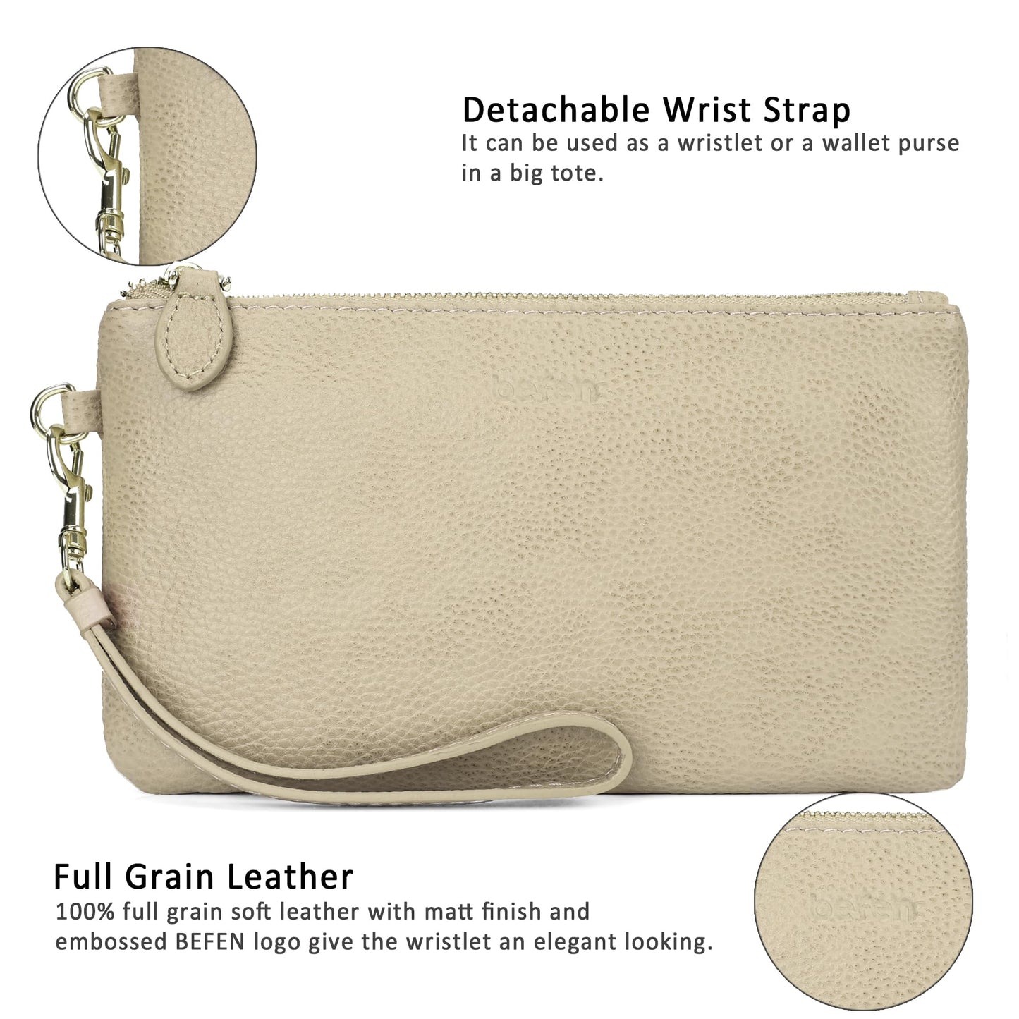 Befen Leather RFID Wristlet Wallet