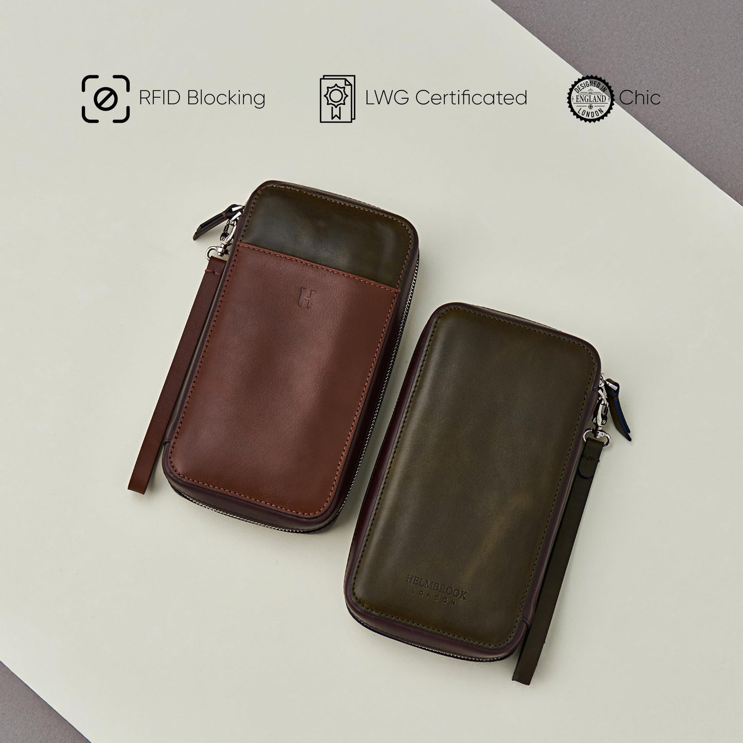 Full-Grain Leather RFID Wristlet
