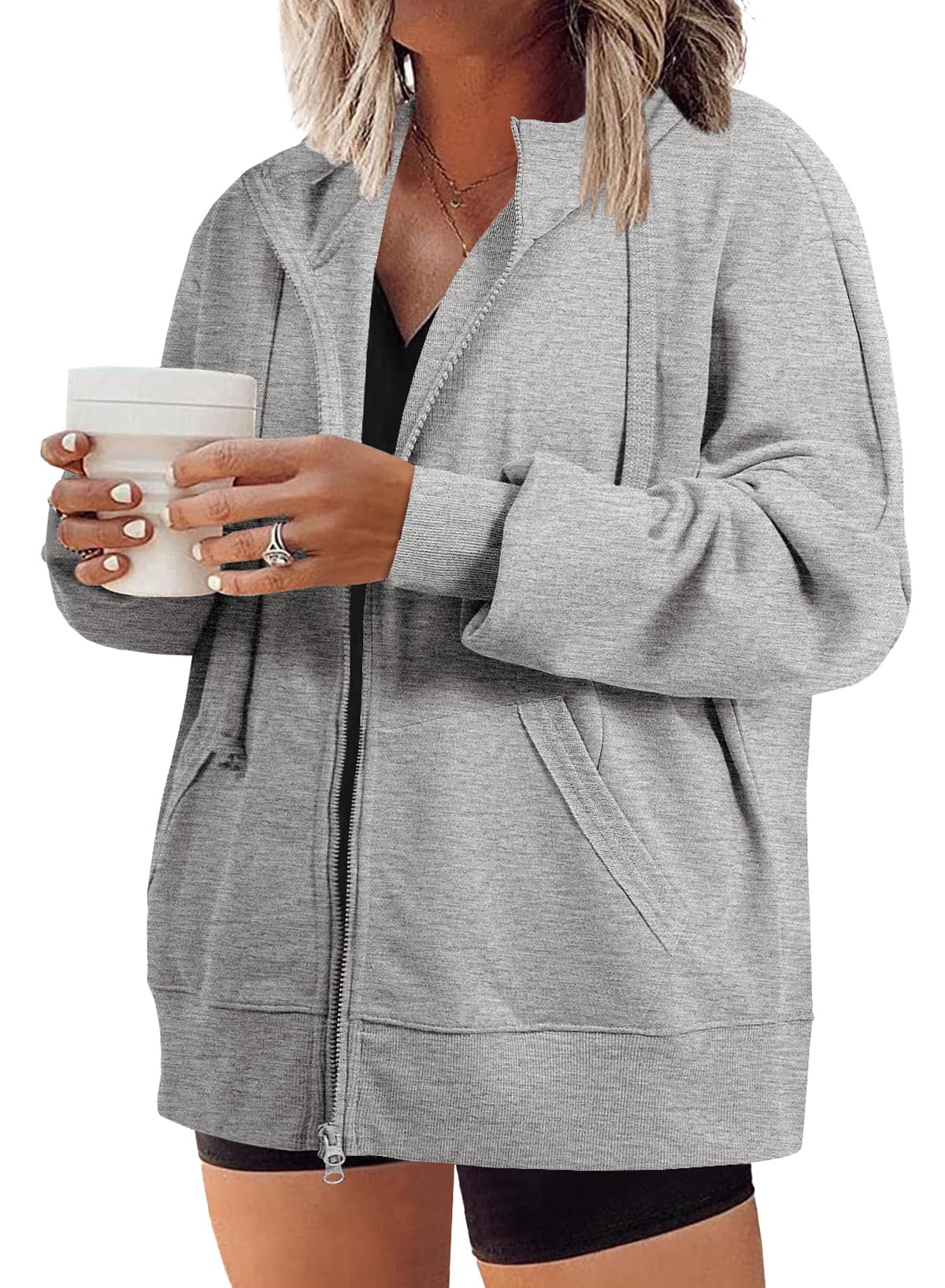 Eytino Plus Size Zip-Up Hoodie
