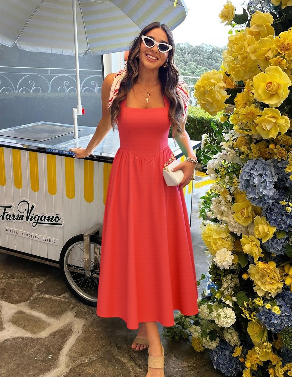 ZESICA Women's Summer Halter Midi Dress