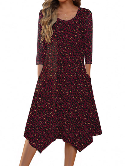 Zeagoo Women's 3/4 Sleeve Midi Dress