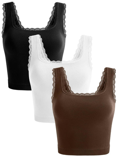 OLCHEE Women’s 3 Pack Crop Tank Tops