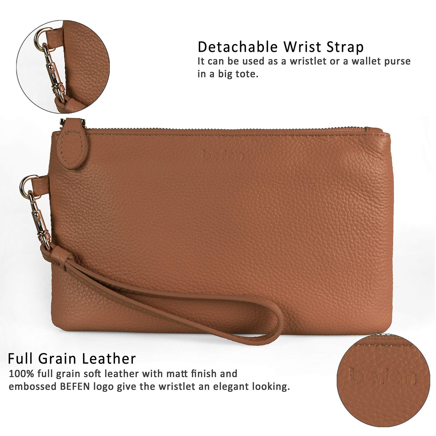 Befen Leather RFID Wristlet Wallet