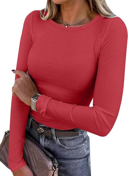 ANRABESS Women’s Ribbed Long Sleeve Tee