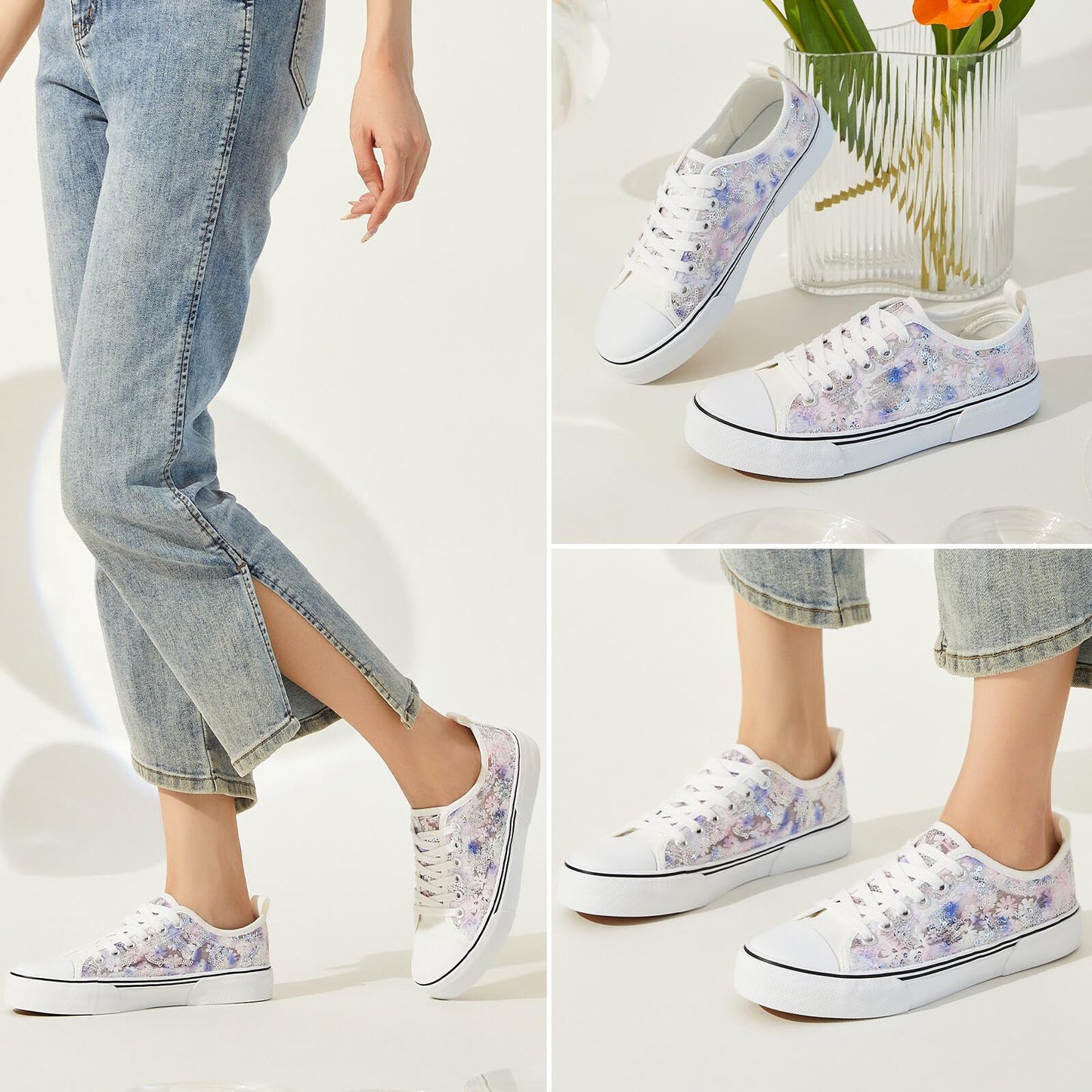 Kufeiti Women's White Canvas Sneakers