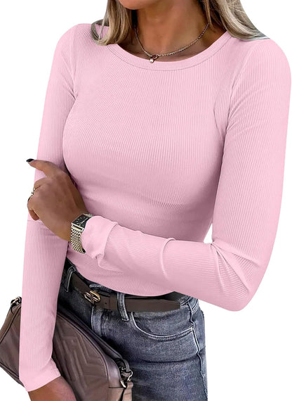 ANRABESS Women’s Ribbed Long Sleeve Tee