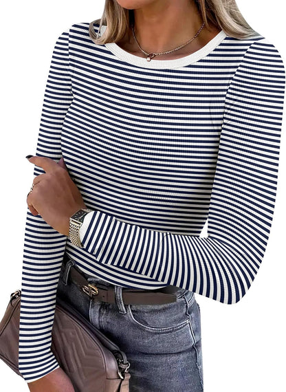 ANRABESS Women’s Ribbed Long Sleeve Tee