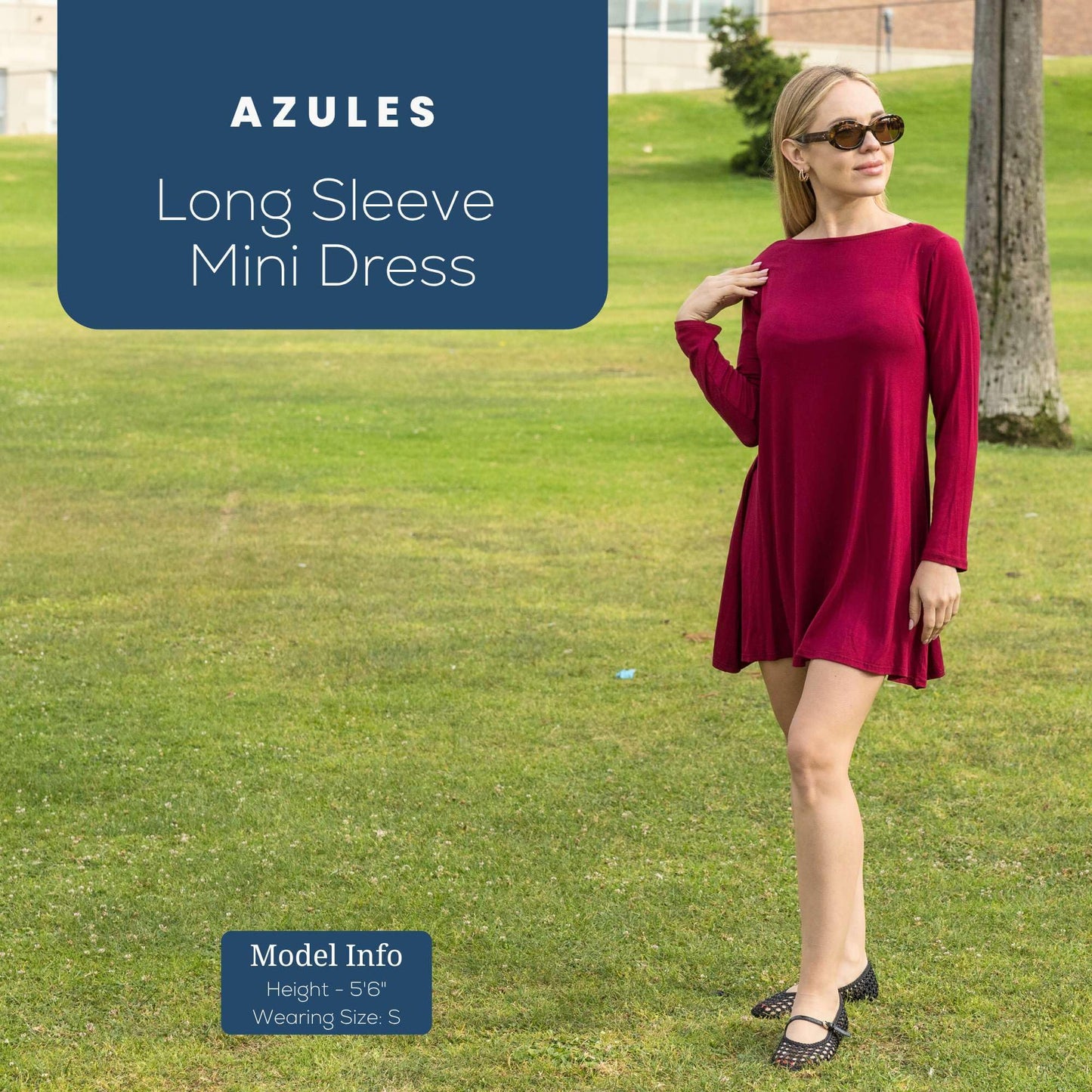 Azules Women's Long Sleeve Tunic Dress