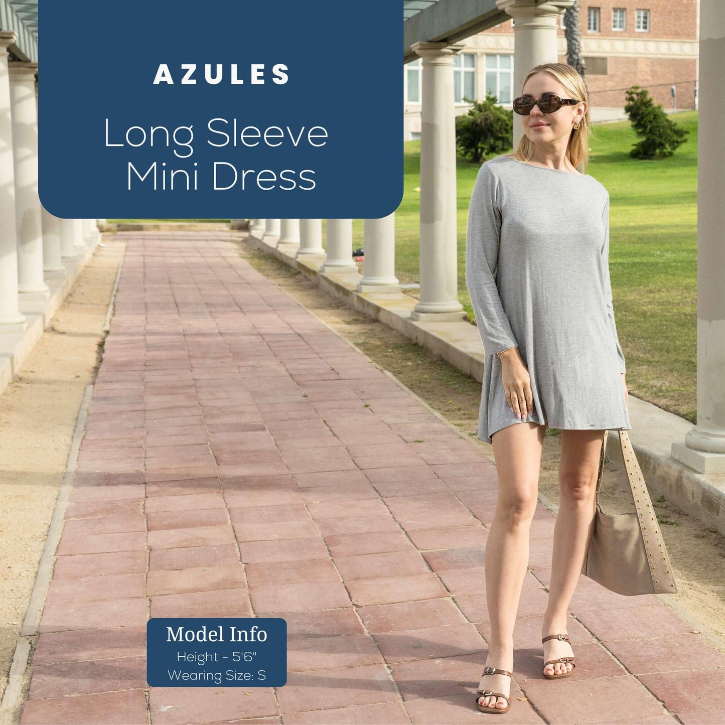 Azules Women's Long Sleeve Tunic Dress
