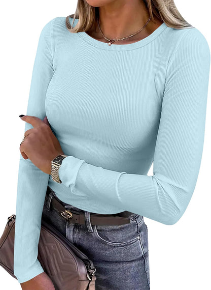 ANRABESS Women’s Ribbed Long Sleeve Tee