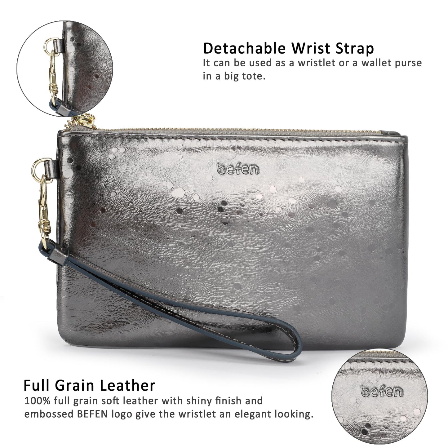 Befen Leather RFID Wristlet Wallet