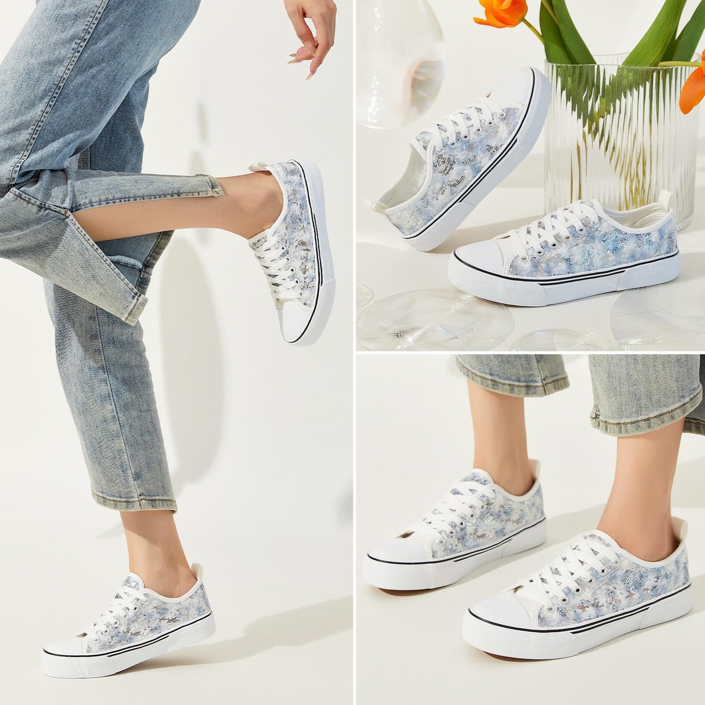 Kufeiti Women's White Canvas Sneakers