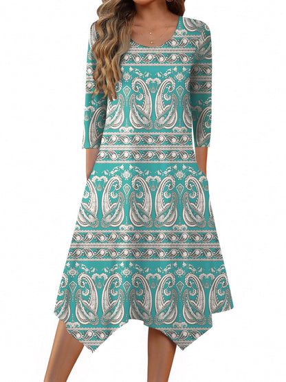 Zeagoo Women's 3/4 Sleeve Midi Dress