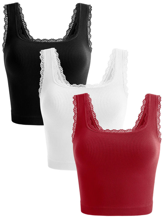 OLCHEE Women’s 3 Pack Crop Tank Tops