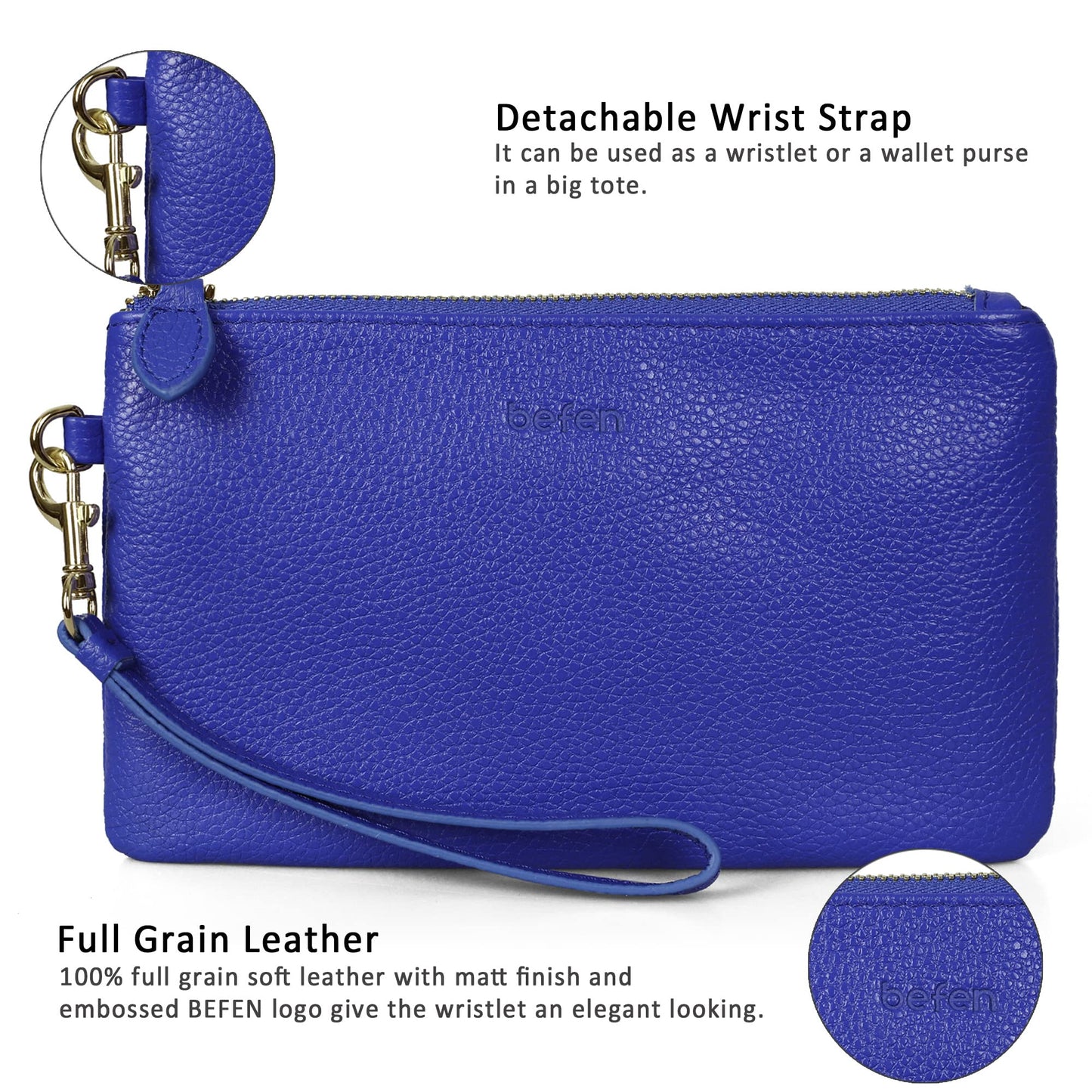 Befen Leather RFID Wristlet Wallet