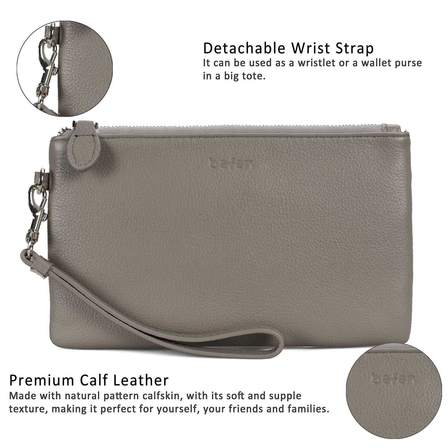 Befen Leather RFID Wristlet Wallet